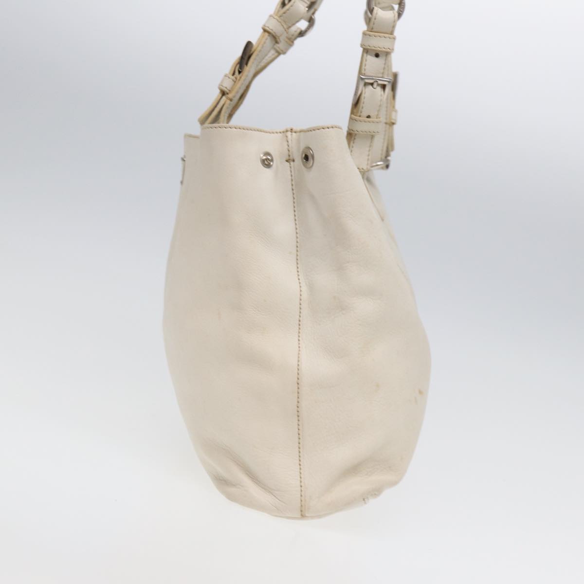 PRADA Tote Bag Leather 2way White Auth