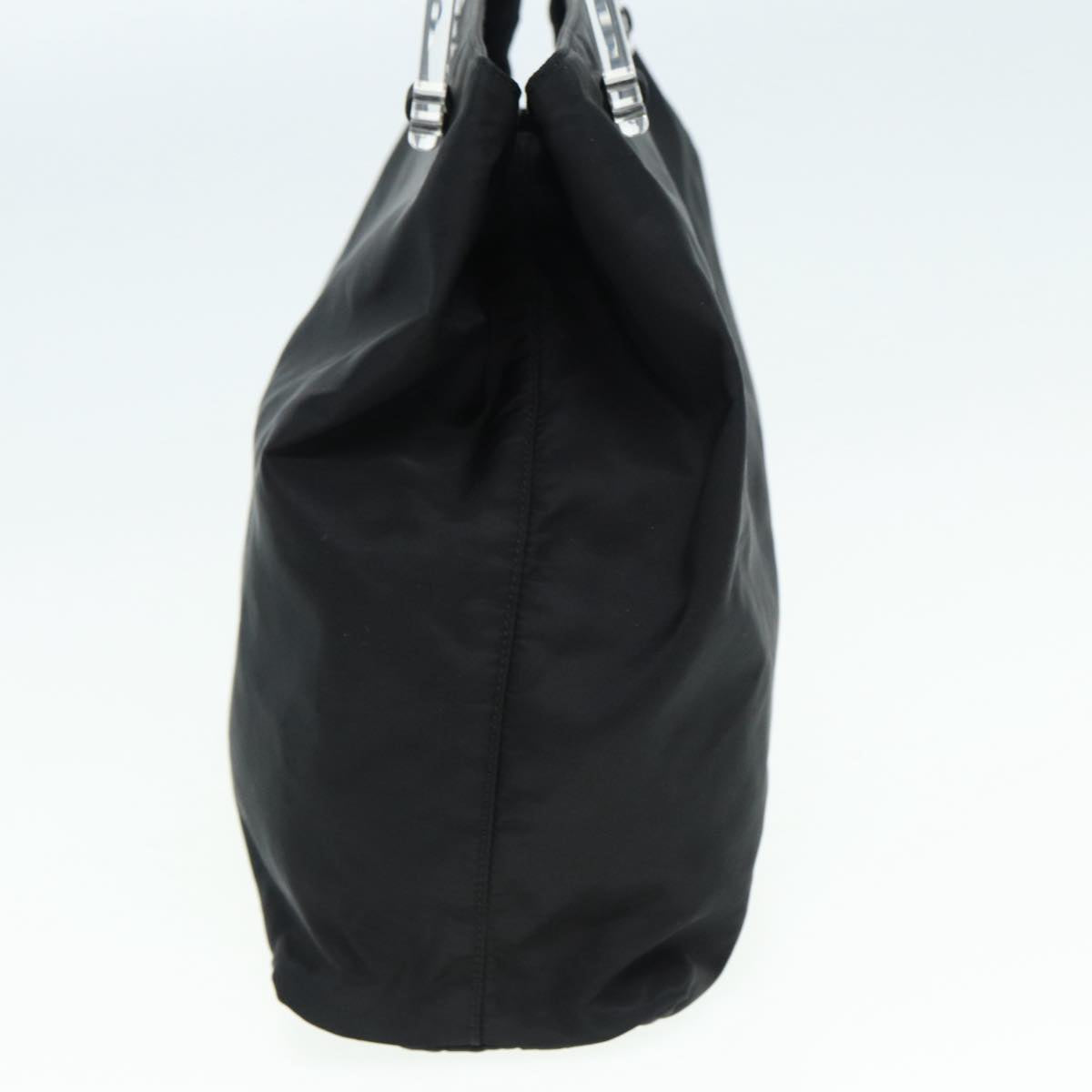PRADA Hand Bag Nylon Black Silver Auth