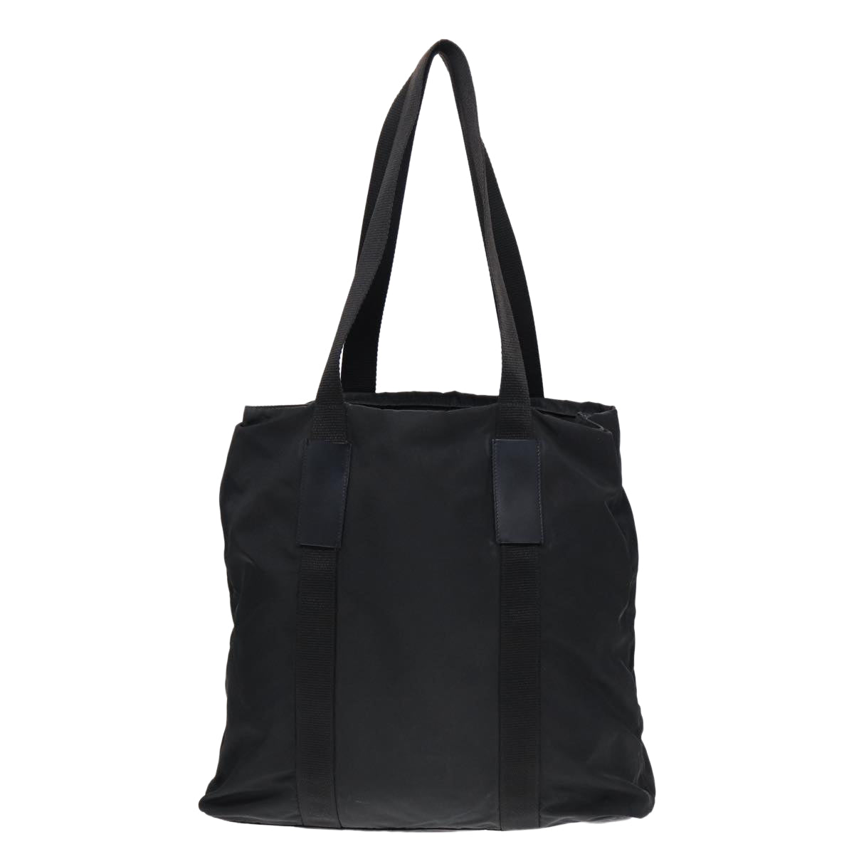 PRADA Tote Bag Nylon Black Silver Auth