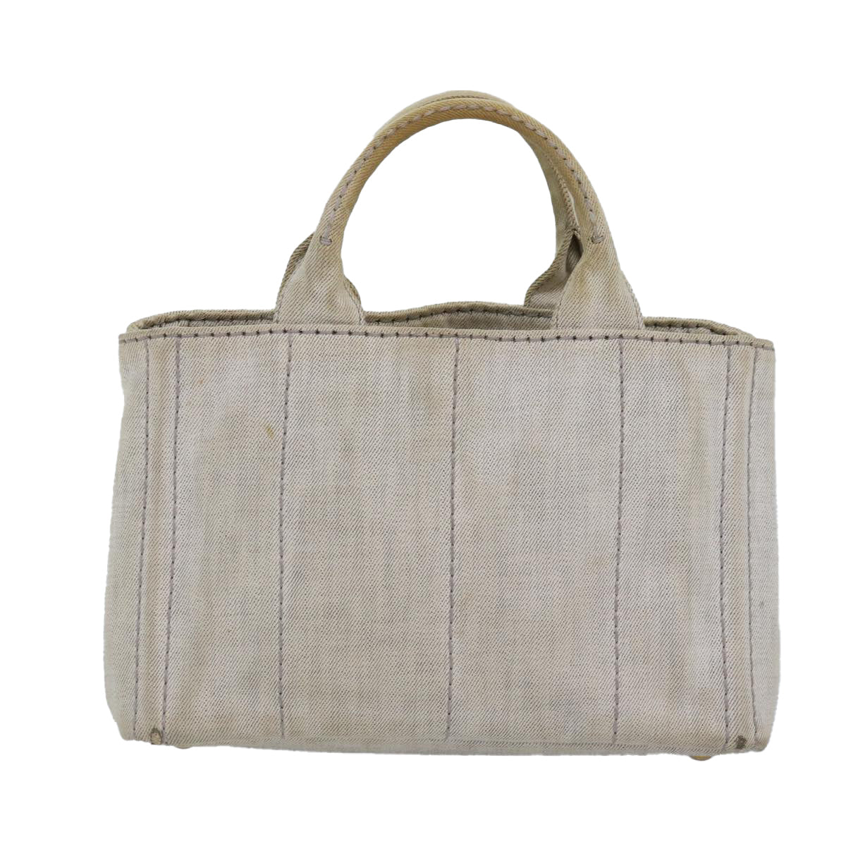 PRADA Canapa PM Hand Bag Gold White Auth