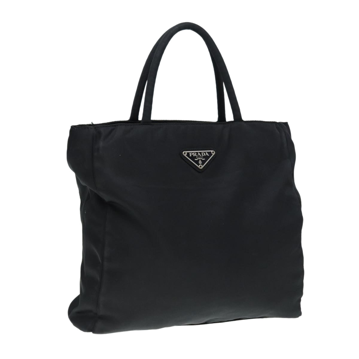 PRADA Hand Bag Nylon Black Silver Auth