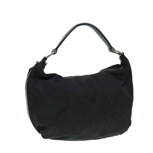 PRADA Shoulder Bag Nylon Black Silver Auth