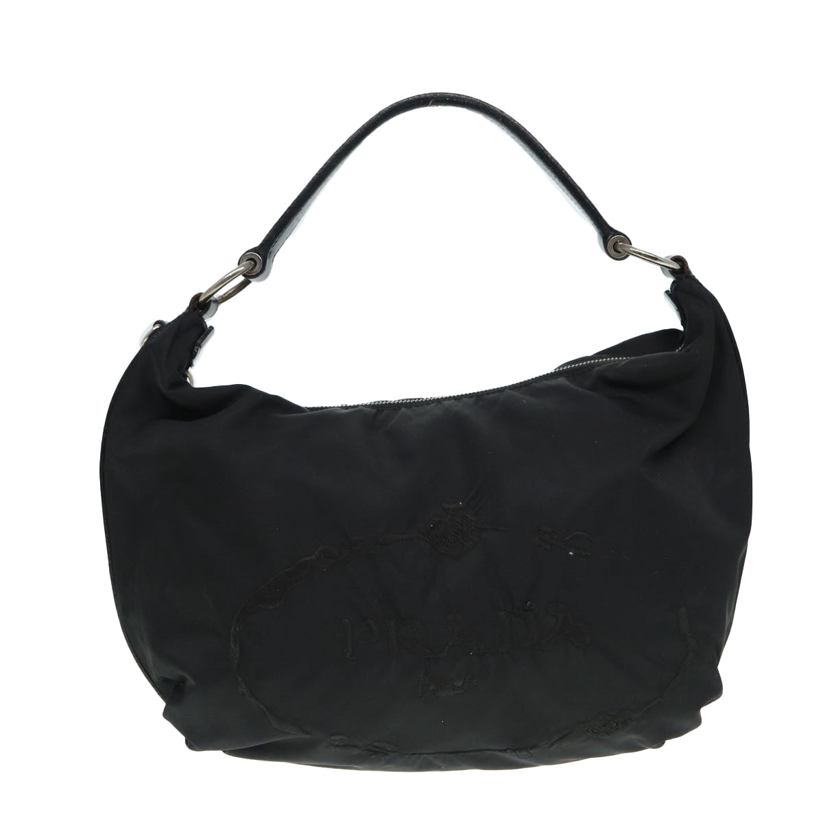 PRADA Shoulder Bag Nylon Black Silver Auth