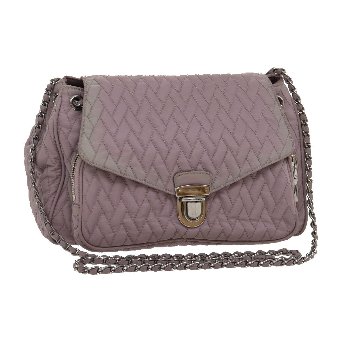 Prada Chain Shoulder Bag Quilted Nylon Purple