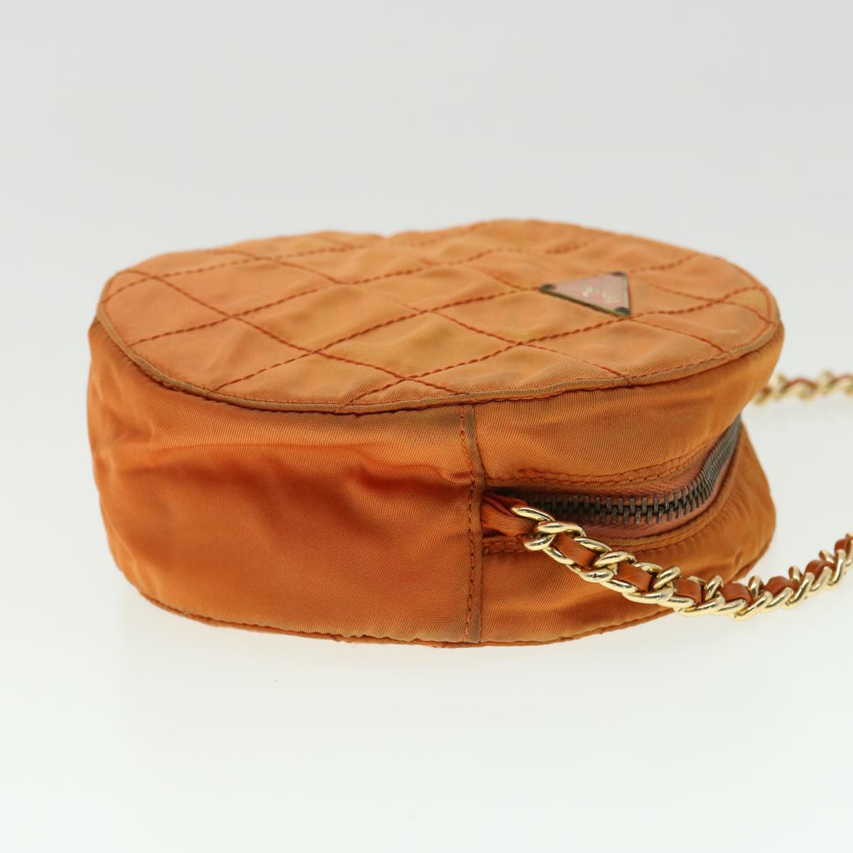 Prada Quilted Chain Shoulder Bag Nylon Orange