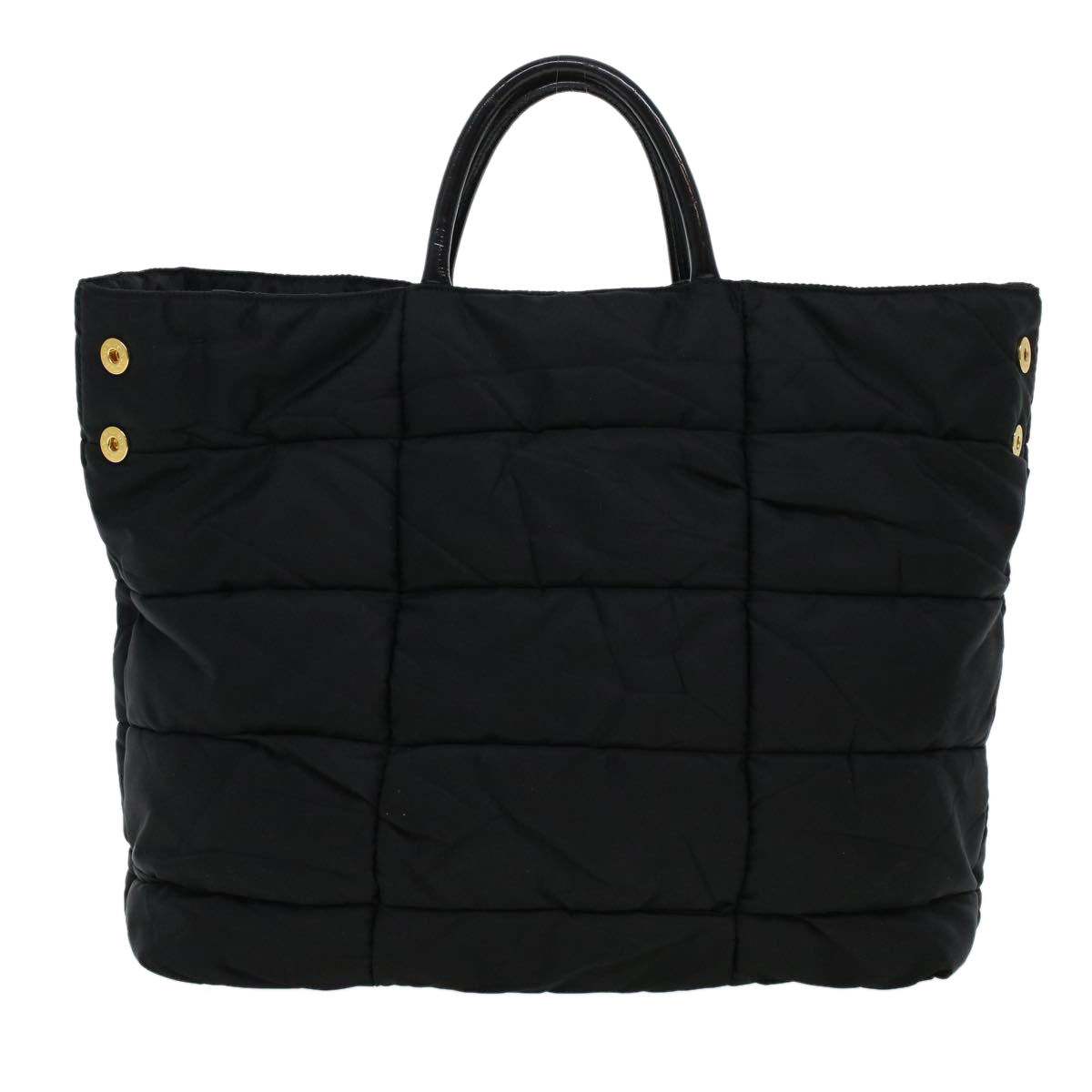 PRADA Quilted Hand Bag Nylon Black Auth
