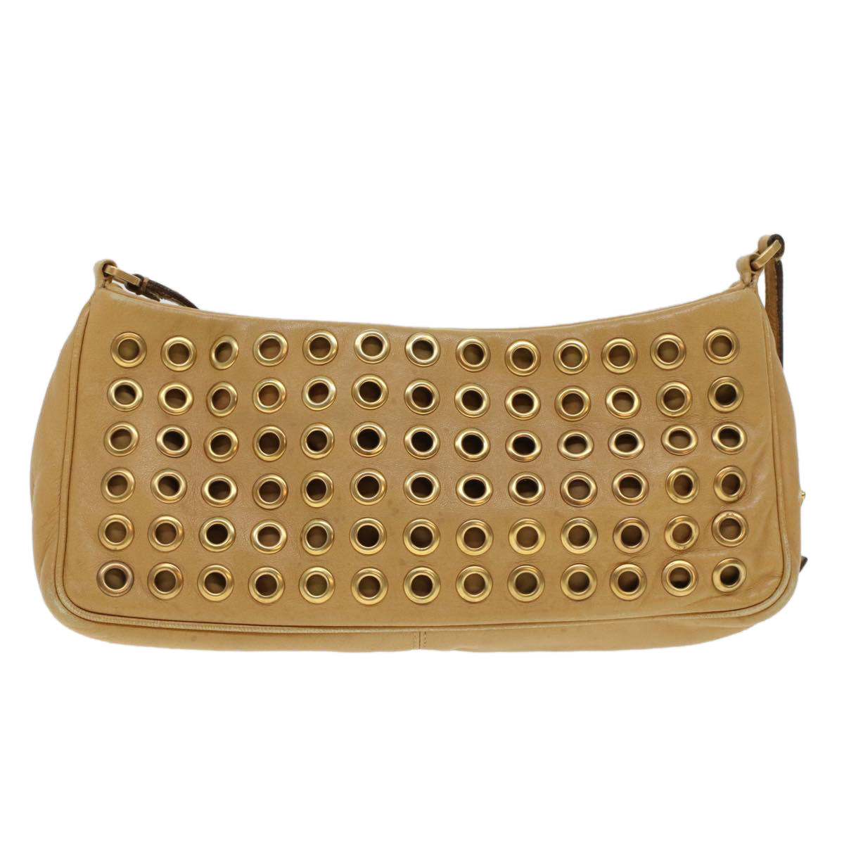 Prada Punching Shoulder Bag Leather Beige