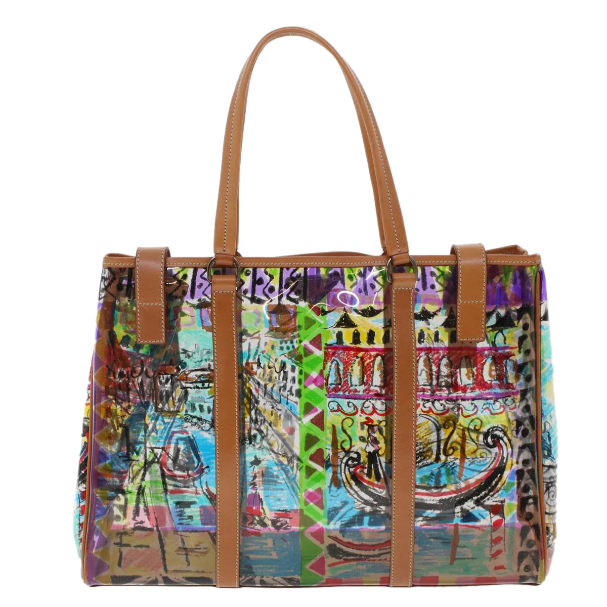 Prada Venice Pattern Tote Bag Vinyl Leather Multicolor
