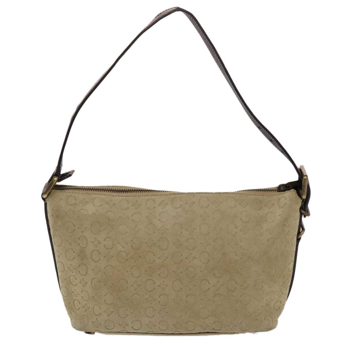 Luxury CELINE C Macadam Canvas Shoulder Bag Beige 7996B