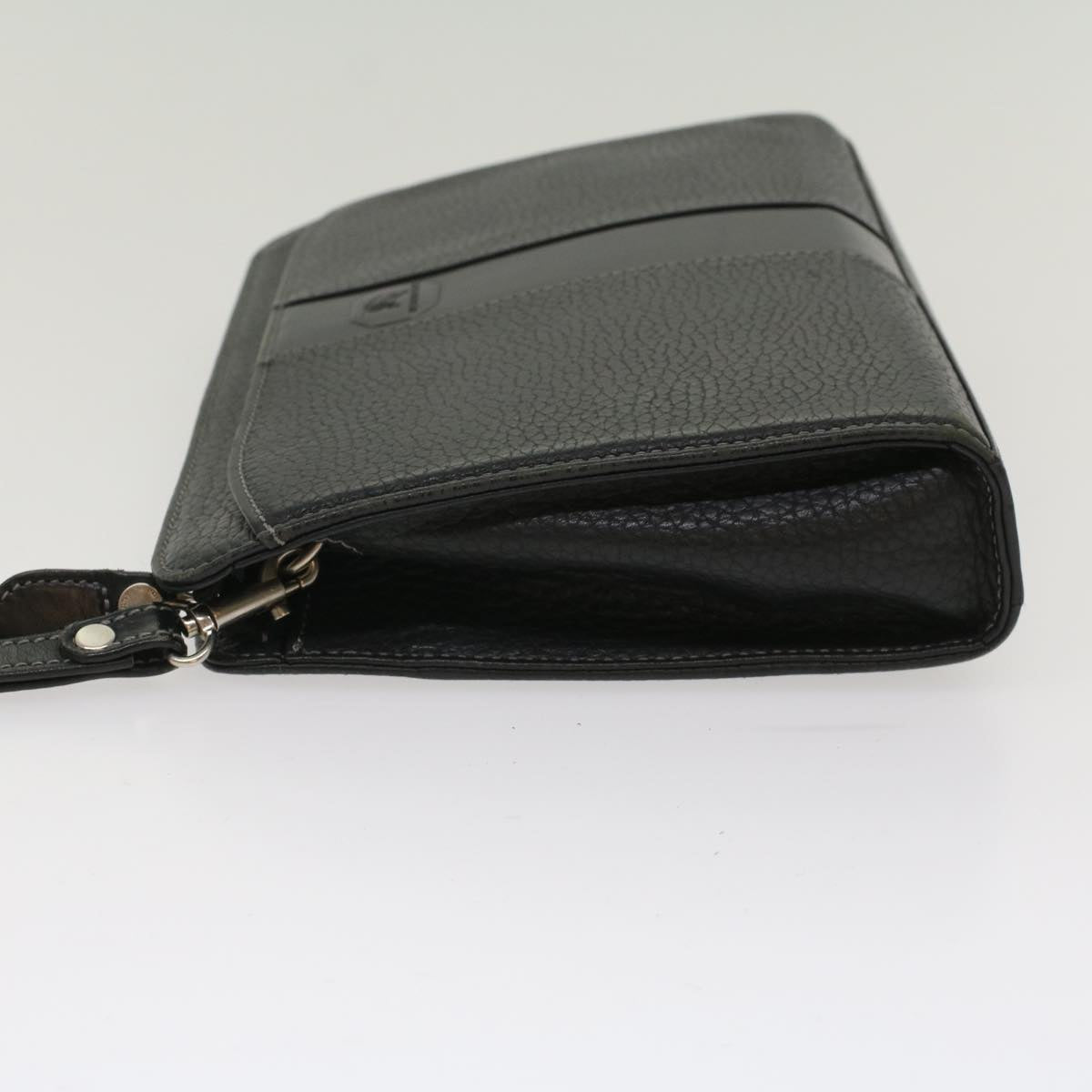 Burberry Clutch Bag Leather Black Auth yk8023