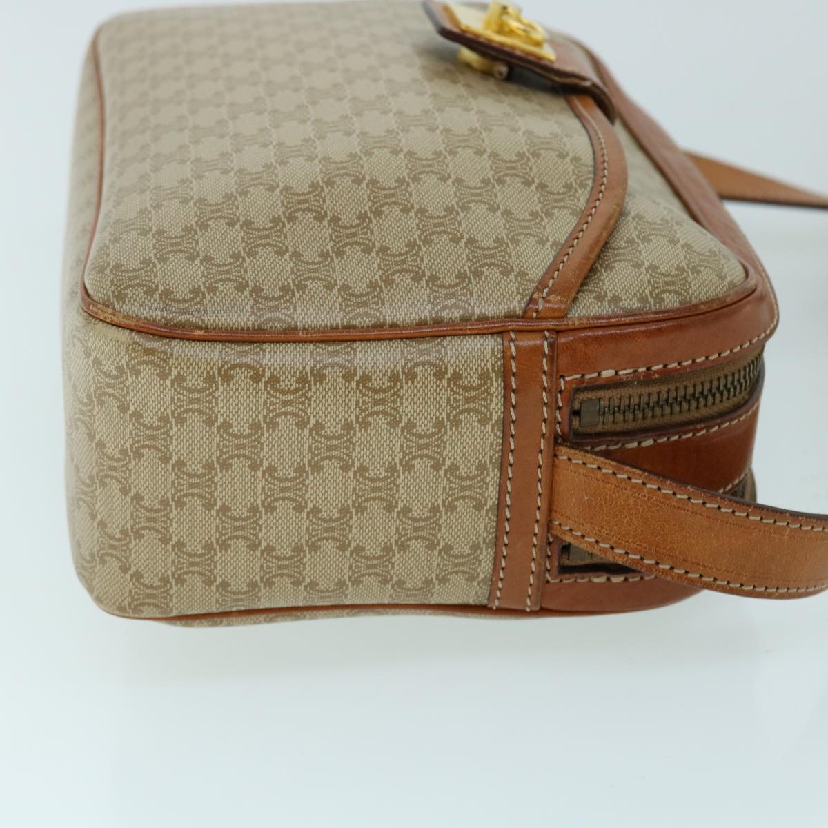 Luxury CELINE Macadam Canvas Shoulder Bag Beige 8593