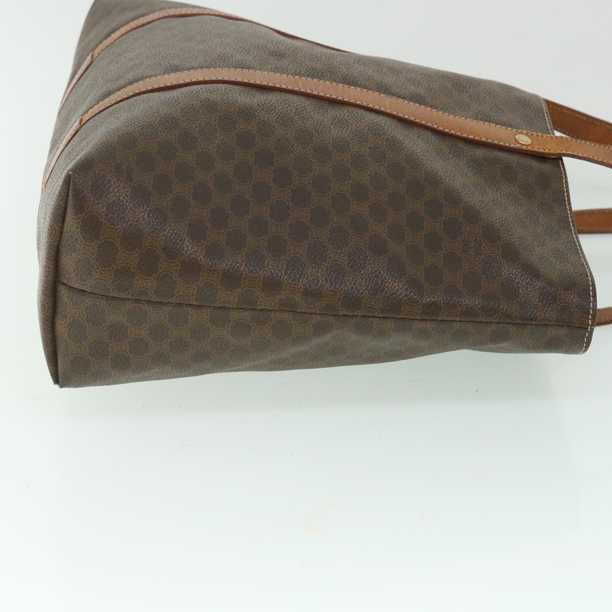 Luxury CELINE Macadam Canvas Tote Bag PVC Leather Brown 8862