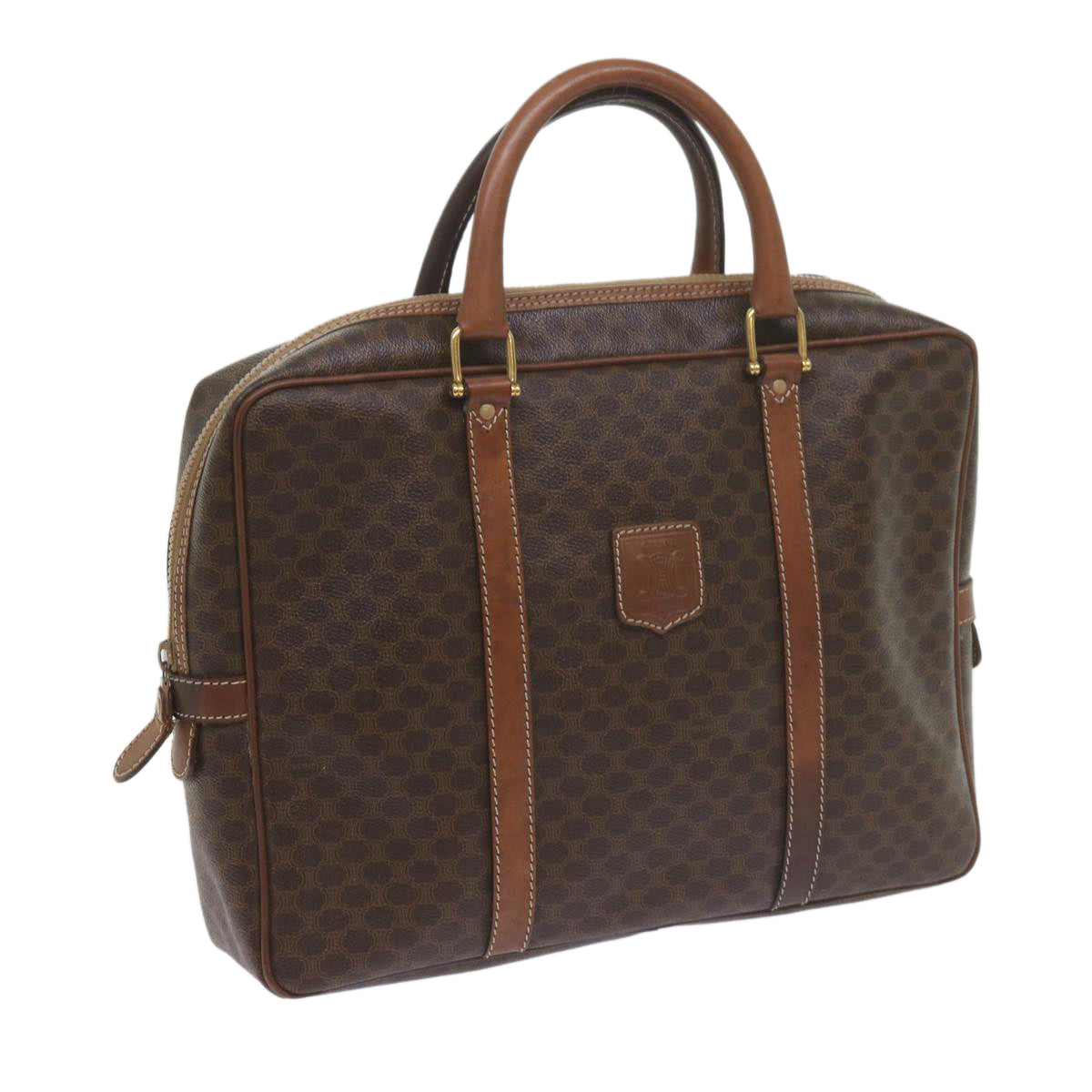 Luxury CELINE Macadam Canvas Hand Bag PVC Brown 9579