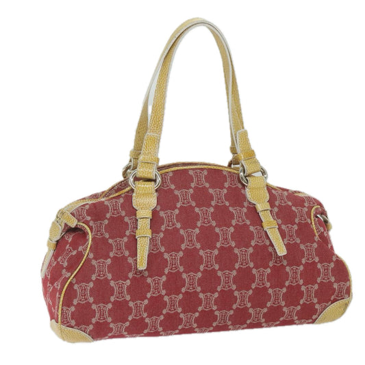 Luxury CELINE Paris Macadam Canvas Shoulder Bag Red 9681