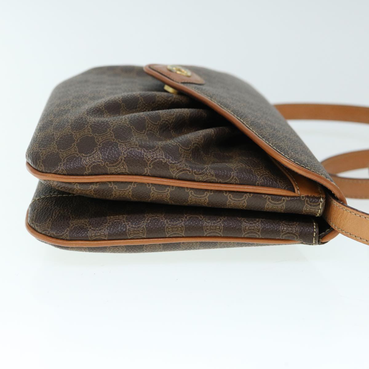 Luxury CELINE Macadam Canvas Shoulder Bag PVC Brown 9824