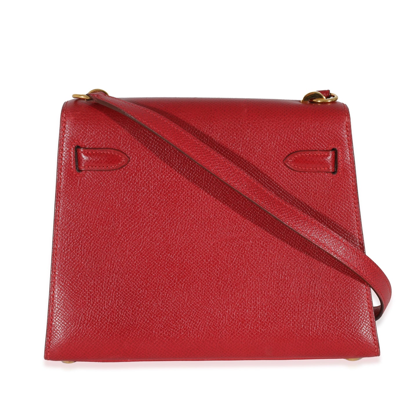 Luxury Hermes Rouge Vif Courchevel Mini Sellier Shoulder Kelly 20 GHW