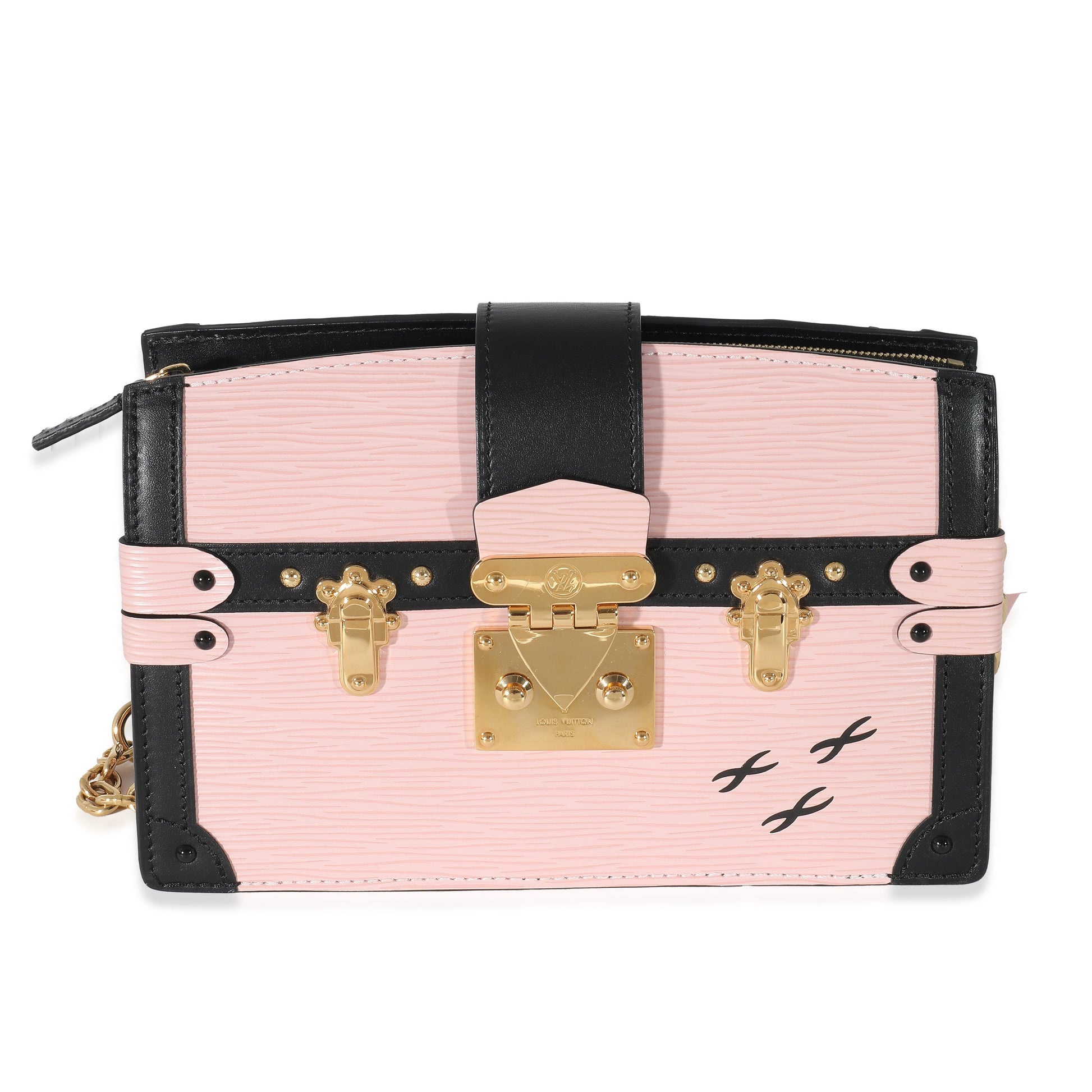 Louis Vuitton Rose Ballerine Epi Leather Trunk Clutch Shoulder Bag