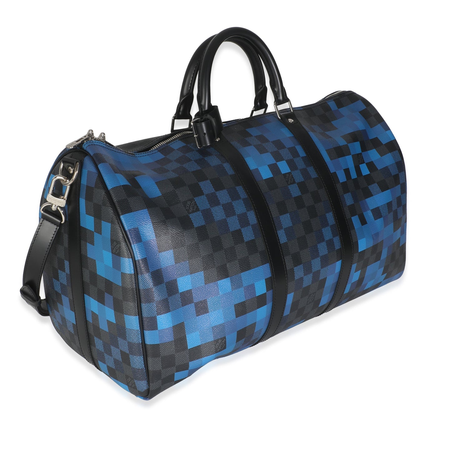Luxury Women's Handbag | Louis Vuitton Blue Damier Graphite Canvas Pixel Canvas Keepall Bandouliere 50