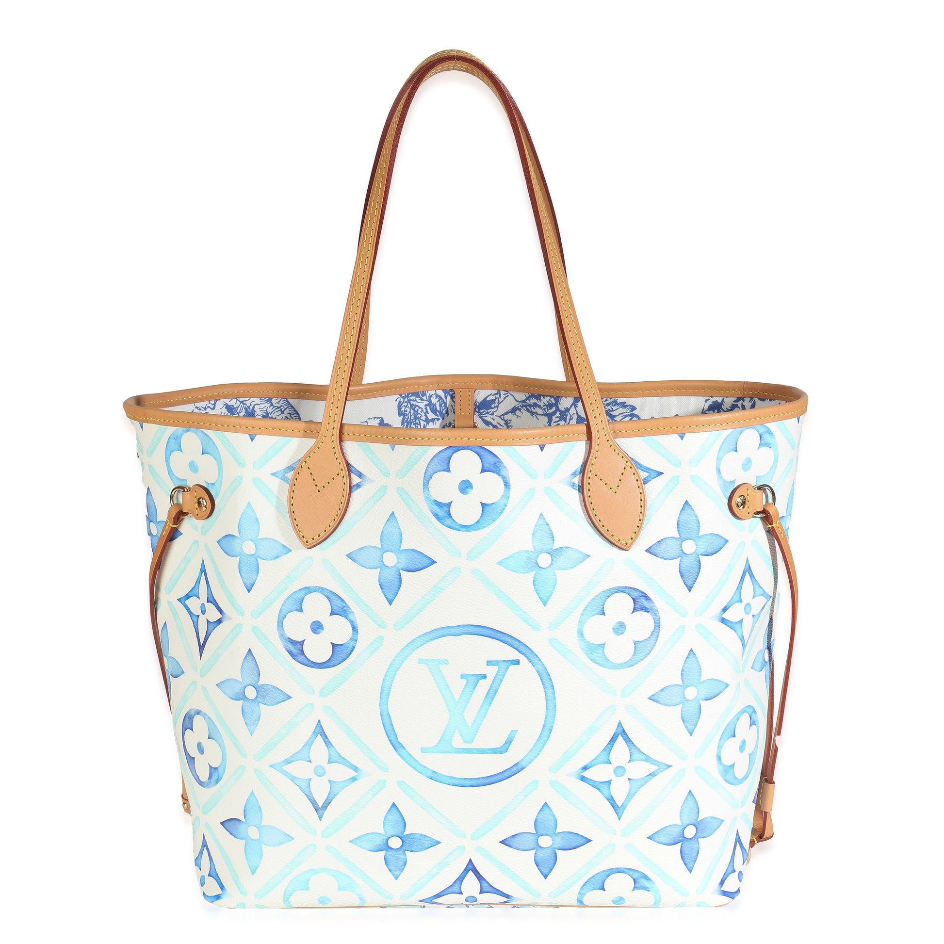 Luxury Women's Tote Bag | Louis Vuitton Lagoon Blue Monogram Canvas Tiles By The Pool 2.0 Neverfull MM