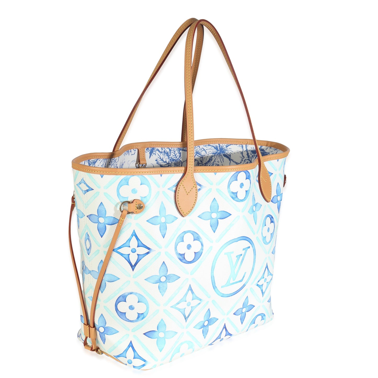Luxury Women's Tote Bag | Louis Vuitton Lagoon Blue Monogram Canvas Tiles By The Pool 2.0 Neverfull MM