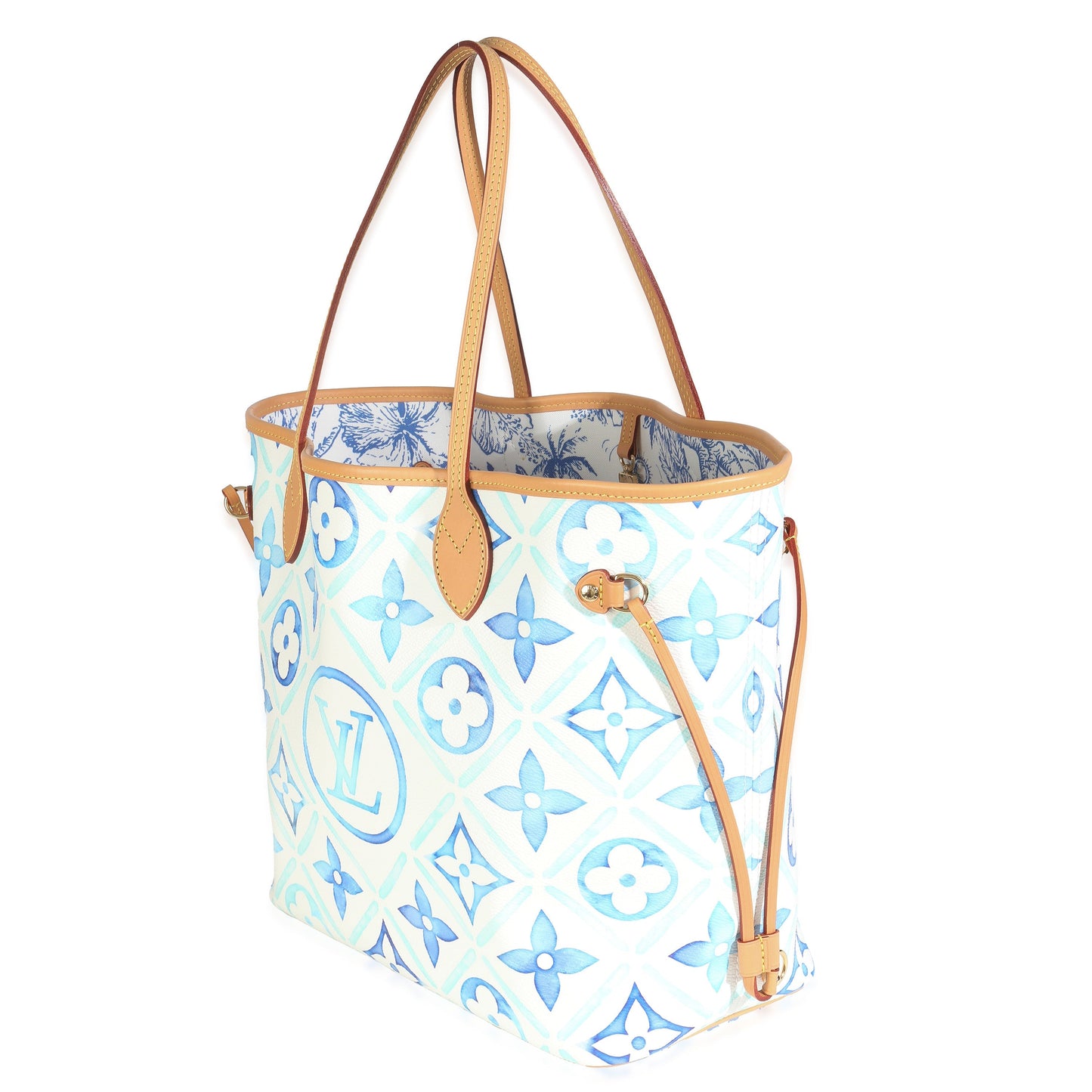 Luxury Women's Tote Bag | Louis Vuitton Lagoon Blue Monogram Canvas Tiles By The Pool 2.0 Neverfull MM