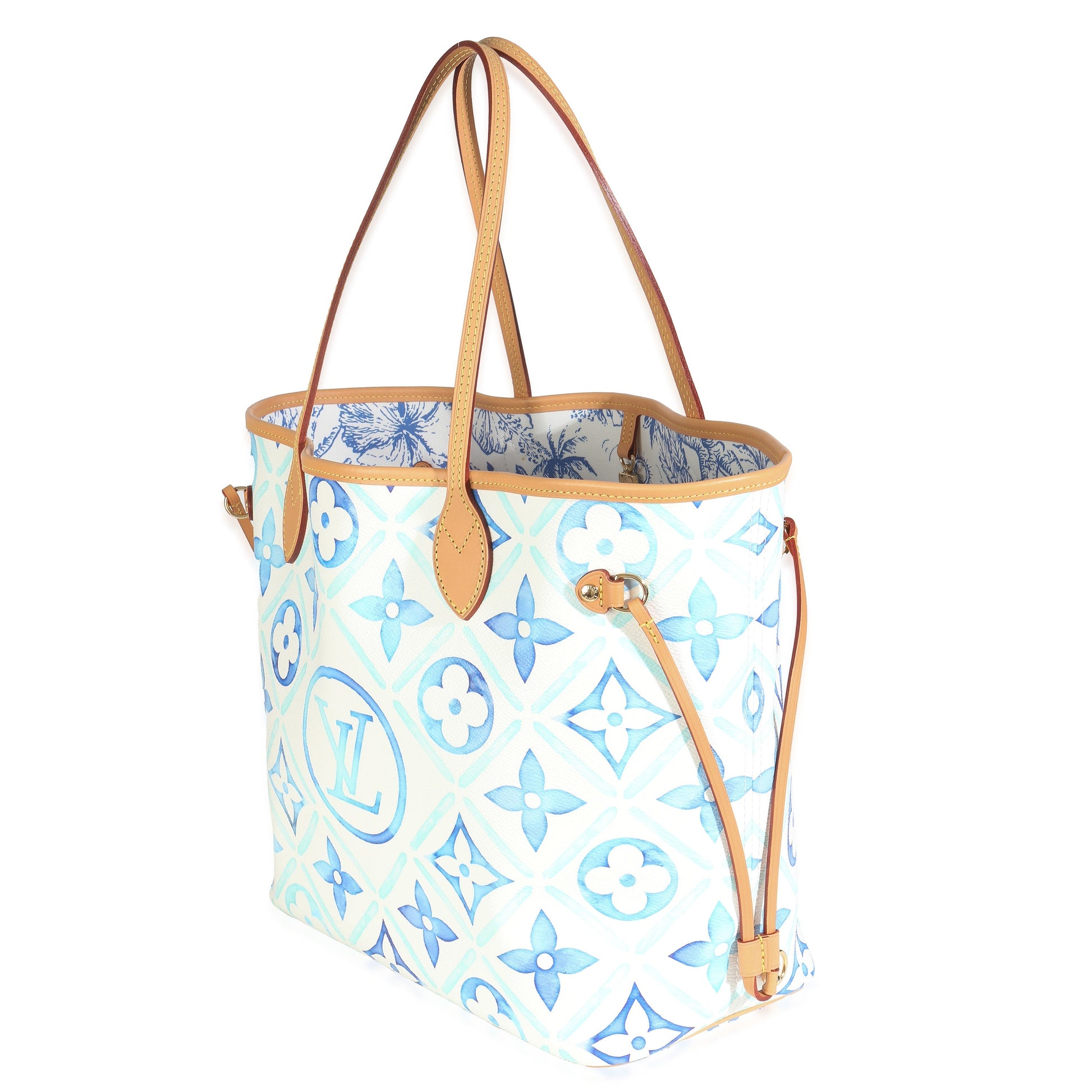 Luxury Women's Tote Bag | Louis Vuitton Lagoon Blue Monogram Canvas Tiles By The Pool 2.0 Neverfull MM
