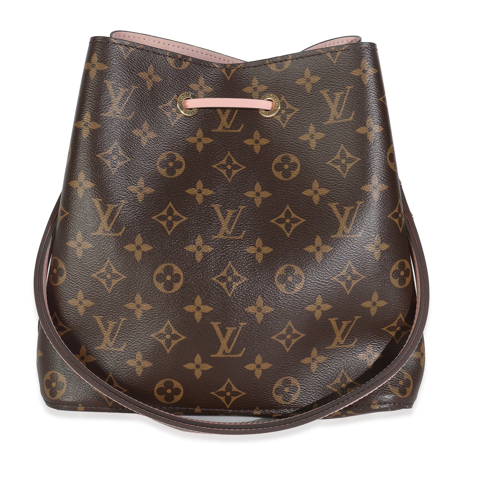 Luxury Women's Handbag | Louis Vuitton Rose Poudre Damier Ebene Canvas Neonoe MM
