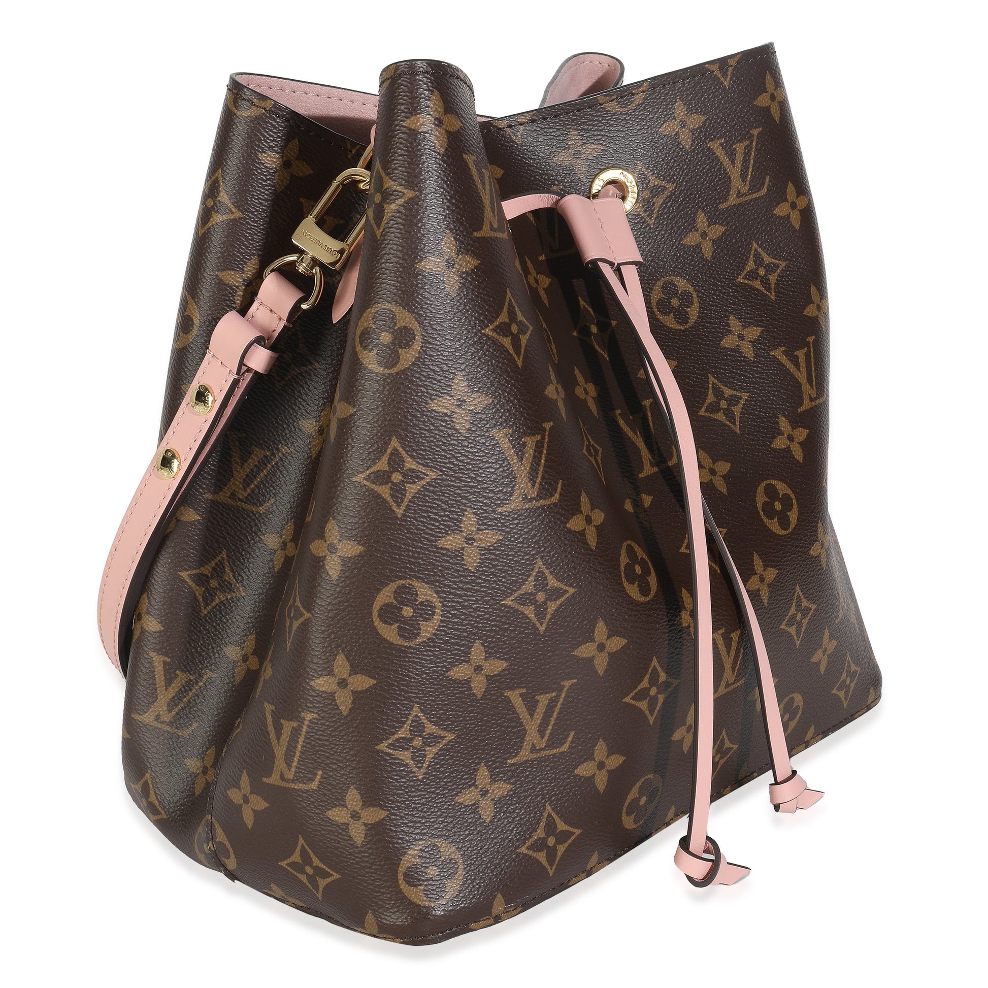 Luxury Women's Handbag | Louis Vuitton Rose Poudre Damier Ebene Canvas Neonoe MM
