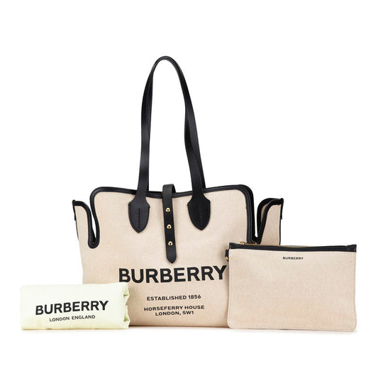Burberry Logo Canvas Leather 2way Tote Bag